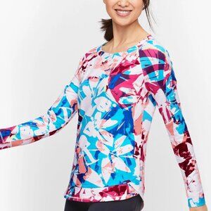 Talbots Cozy Crush Brushed Floral Long Sleeve Sweatshirt Abstract UPF (Size XS)